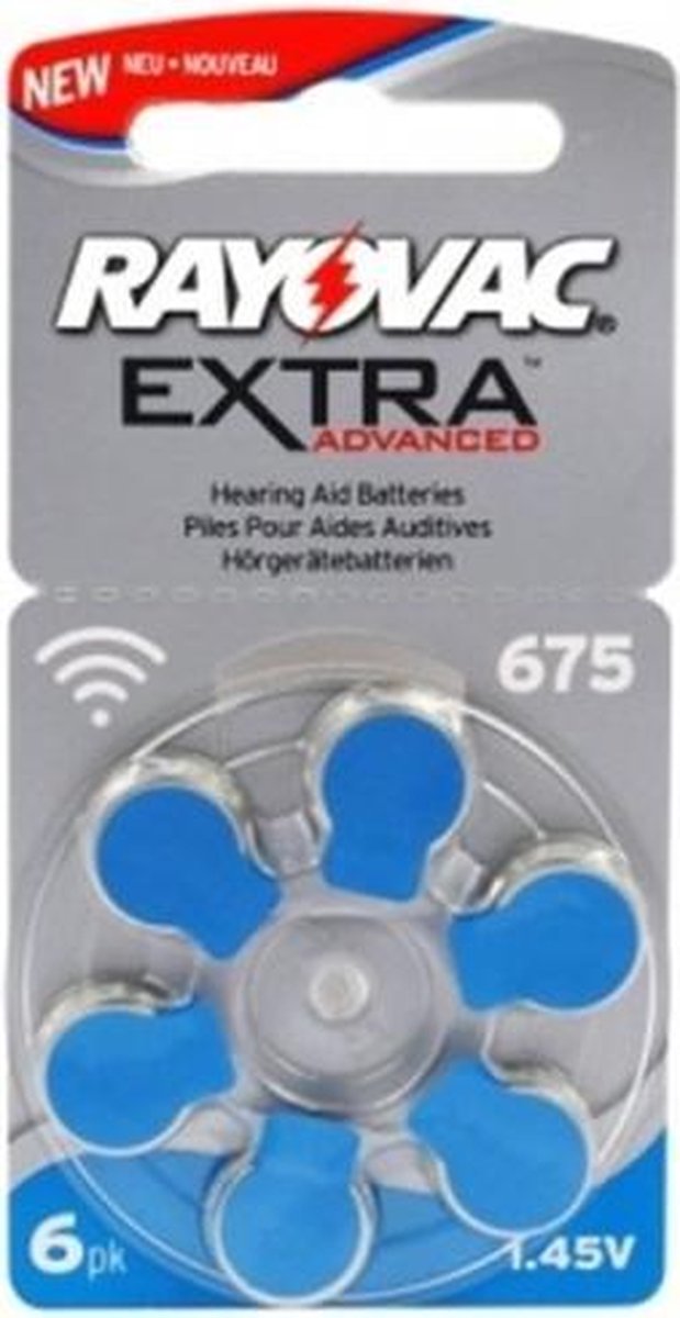 6 Stuks (1 Blister a 6St) Rayovac 675 Extra Advanced Gehoorapparaat batterijen