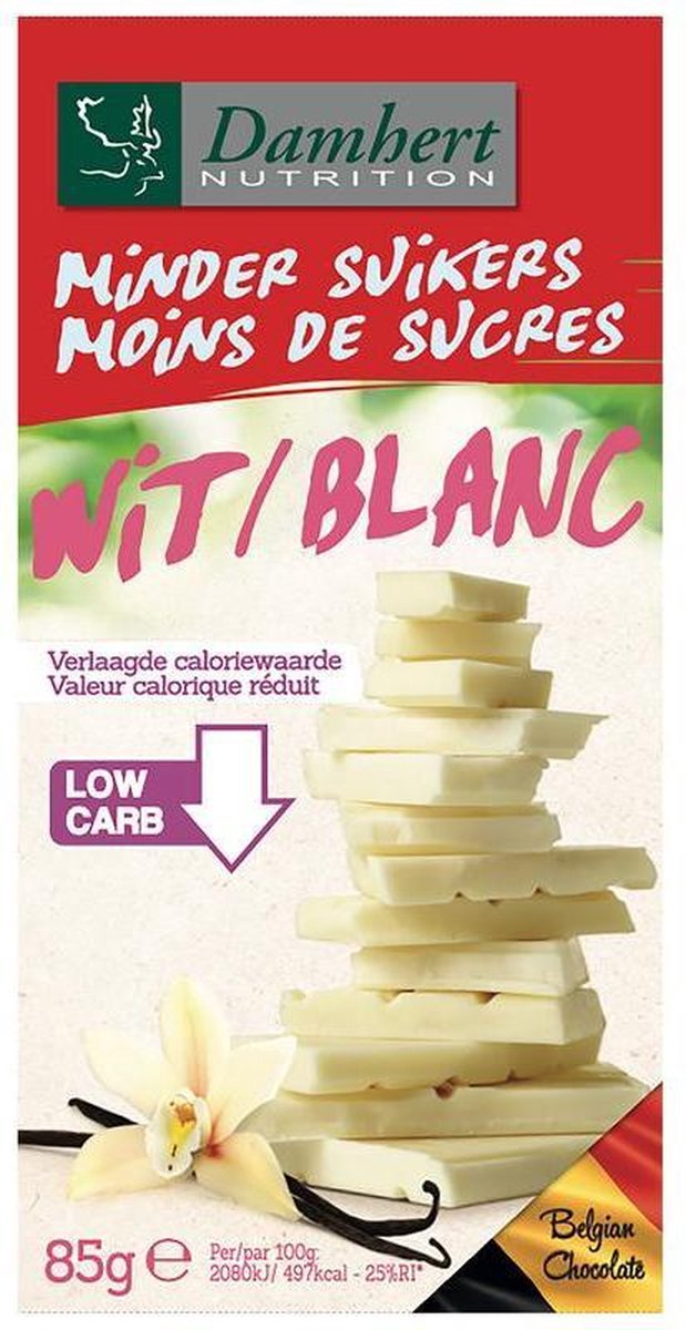 Damhert Chocoladetablet wit minder suikers 85 gram