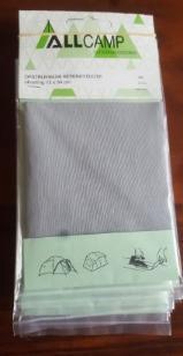 Allcamp opstrijkbaar reparatiedoek - grijs - 12 x 34 cm