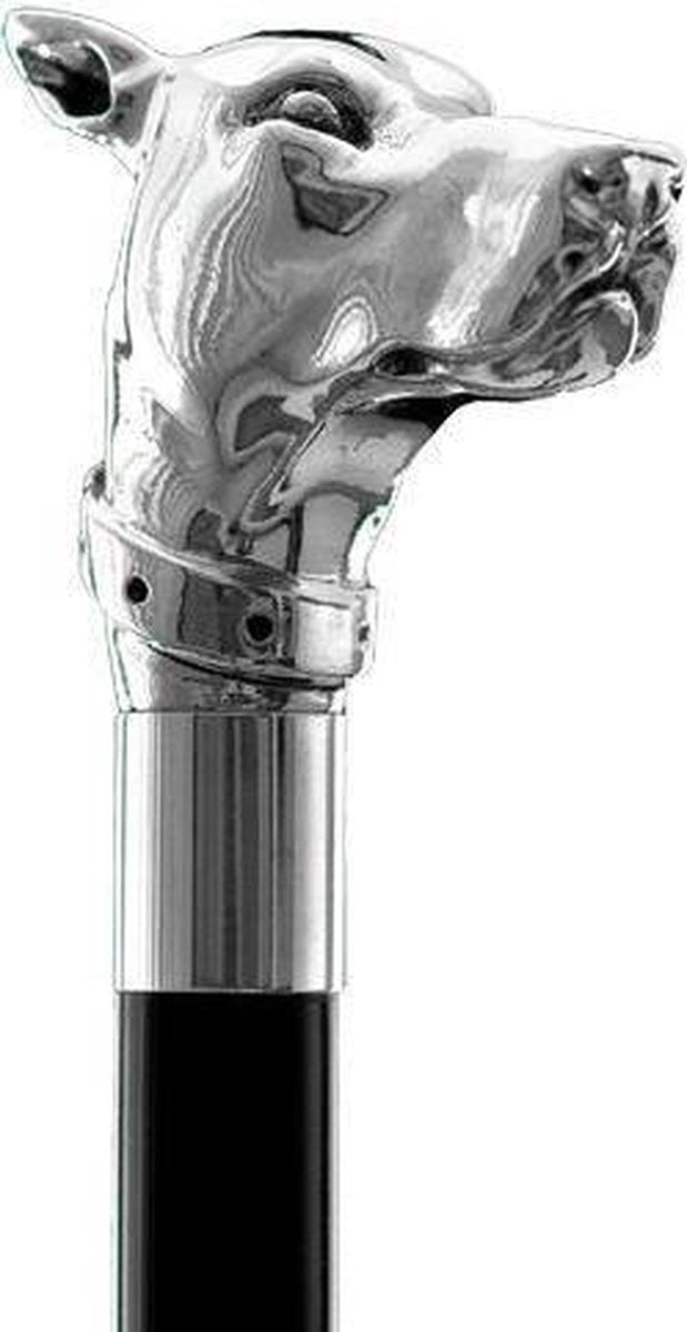 MadDeco - Deense dog - Beukenhouten wandelstok met zilver verguld handvat - Italiaans design
