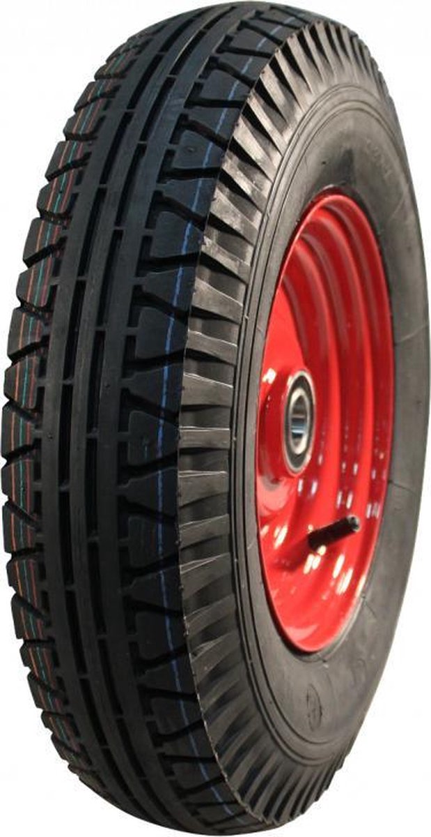 4.00-8 professioneel kruiwagenwiel - luchtband en stalen velg - 575 kg maximale belasting - 88  mm asgat/naafdiameter - inclusief kogellager