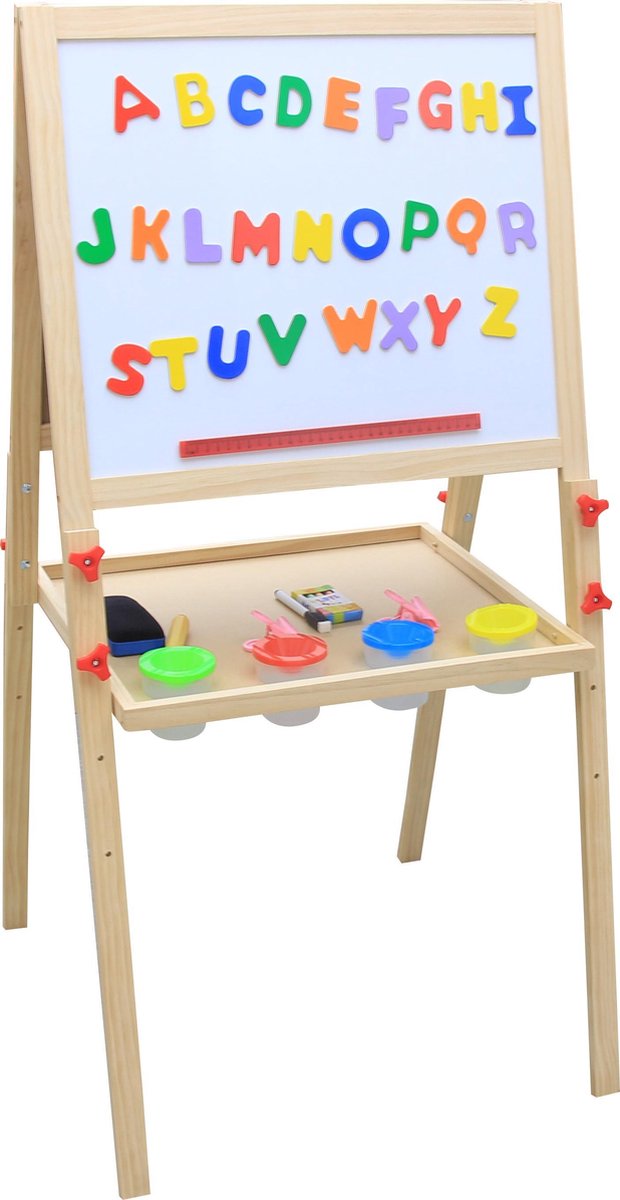 Houten Dubbelzijdig wit magneet- en zwart krijtbord