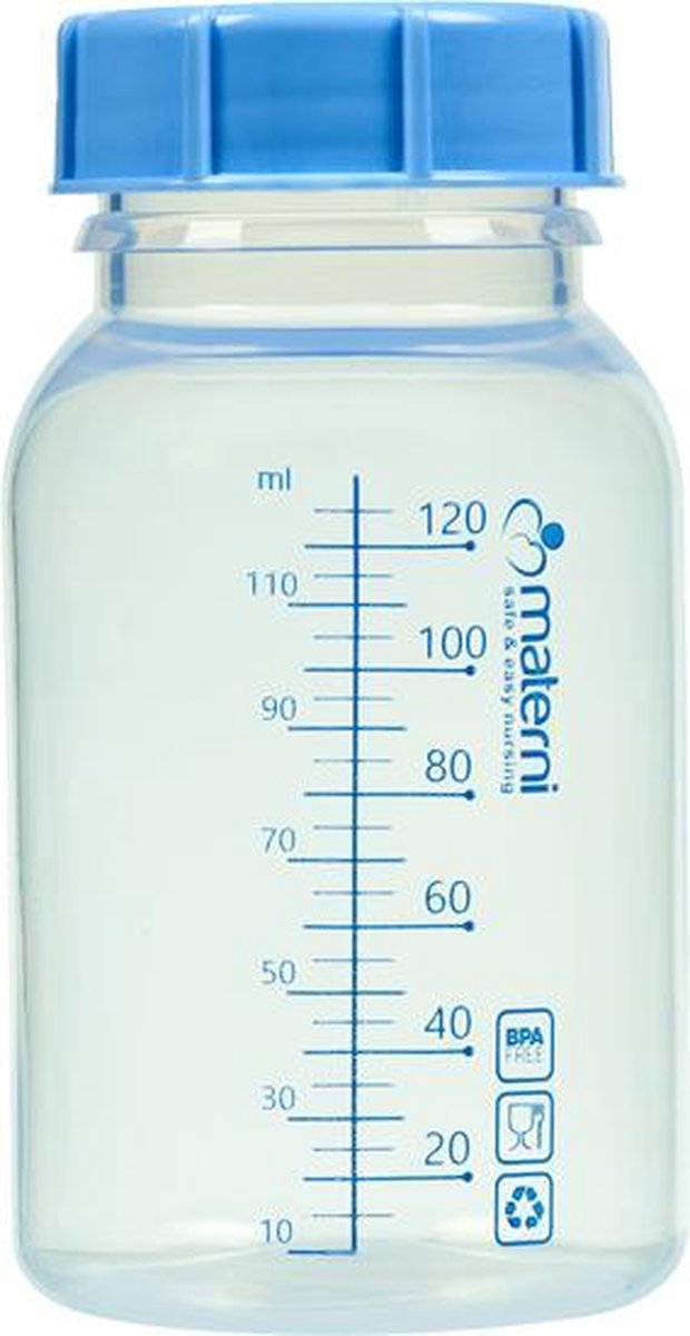 35x Materni Moedermelkfles 120 ml met dop tbv borstvoeding