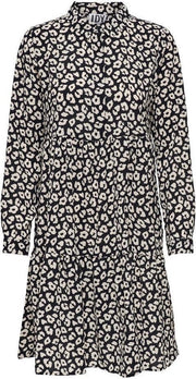Jdypiper L/s Aop  Shirt Dress Wvn Noos 15221987 Black/tapioca Leo