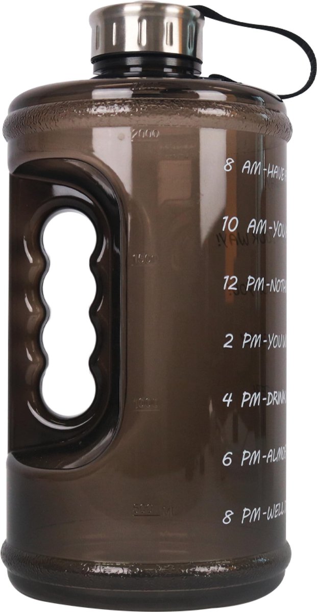 Motivatie Waterfles | Drinkfles | Bidon | 2 LITER | Zwart