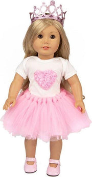Dolldreams | Poppenkleding babypop of pop tot 43CM - Ballerina set: Rompertje met roze hart