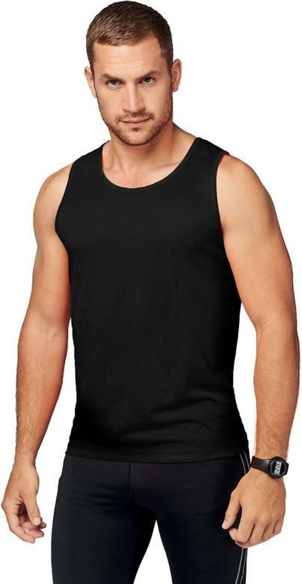 Set van 3x stuks zwart sport singlet voor heren - Tanktop hemd - Herenkleding - Mouwloze t-shirts