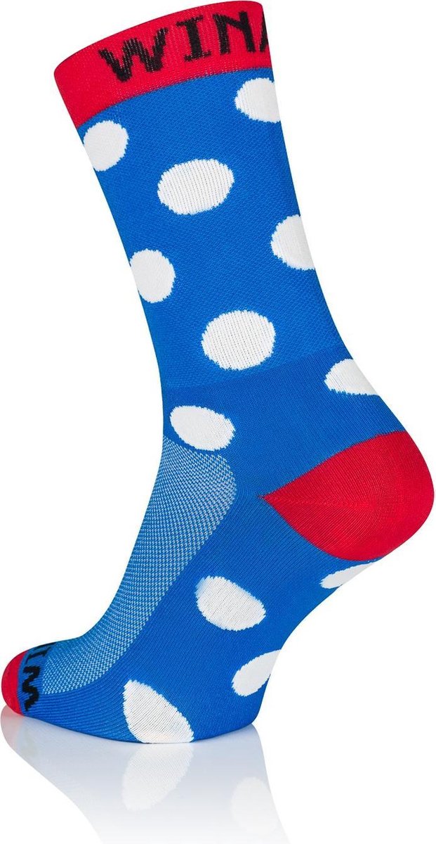 Winaar BRW Fietssokken Blauw/Rood/Wit Stippen Maat XS (36-38)