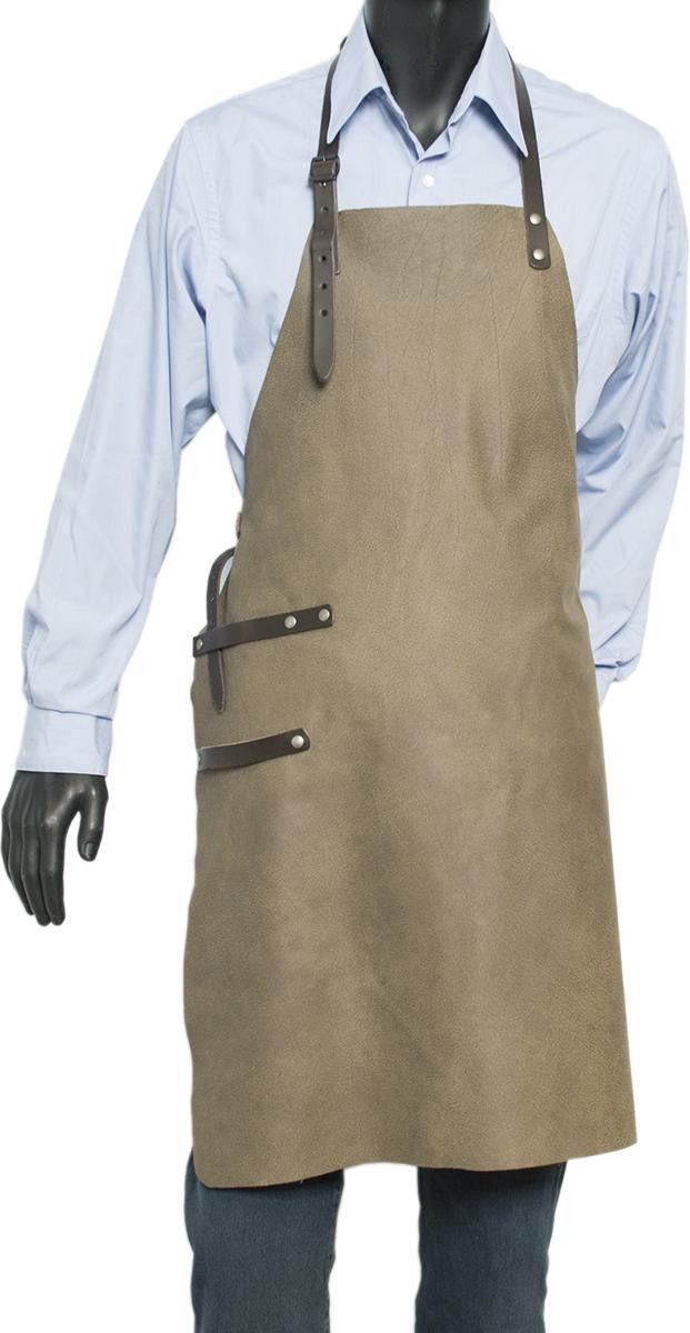 Schort Leer - Bbq Schort - Bbq Accesoires - Olijfgroen - Leren Schorten Heren Of Leren Schort Dames - 85 cm x 61 cm