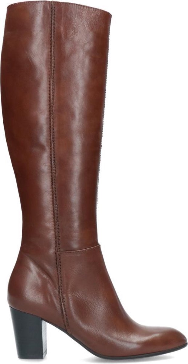Manfield - Dames - Cognac hoge laarzen met smalle schacht - Maat 39