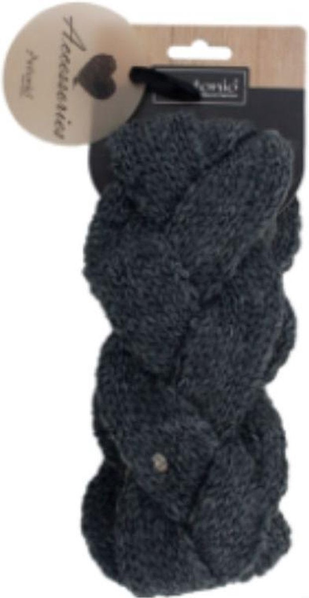 Hoofdband | Hoofdband vrouwen | Oorwarmers |Grofgebreide| One Size | Donkergrijs