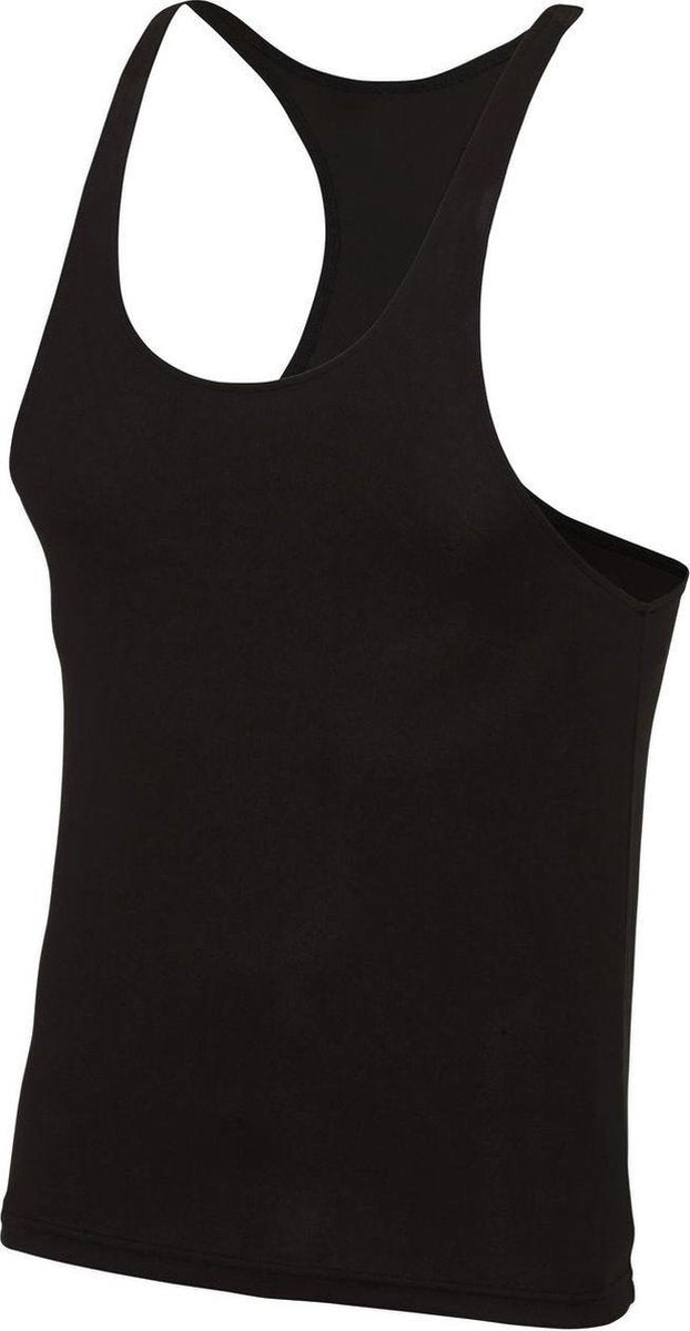 Zwart sport/fitness shirt/tanktop voor heren - Sportkleding - Fitness shirt/hemd - Bodybuilder tanktops/haltertops - Sportshirts L
