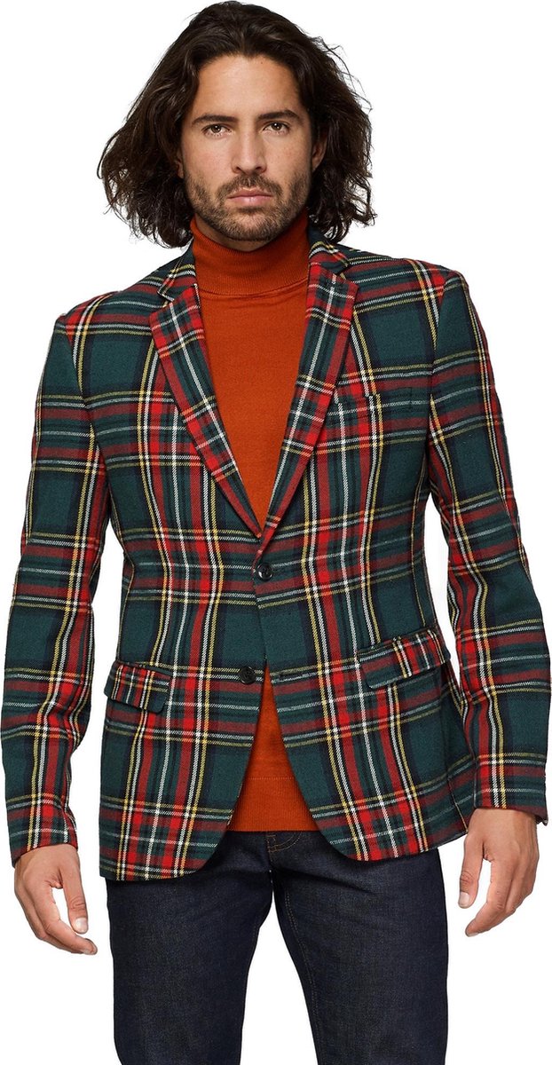 OppoSuits Deluxe Christmas - Tartan  - Heren Blazer - Kerst - Pine Green - Maat EU 48