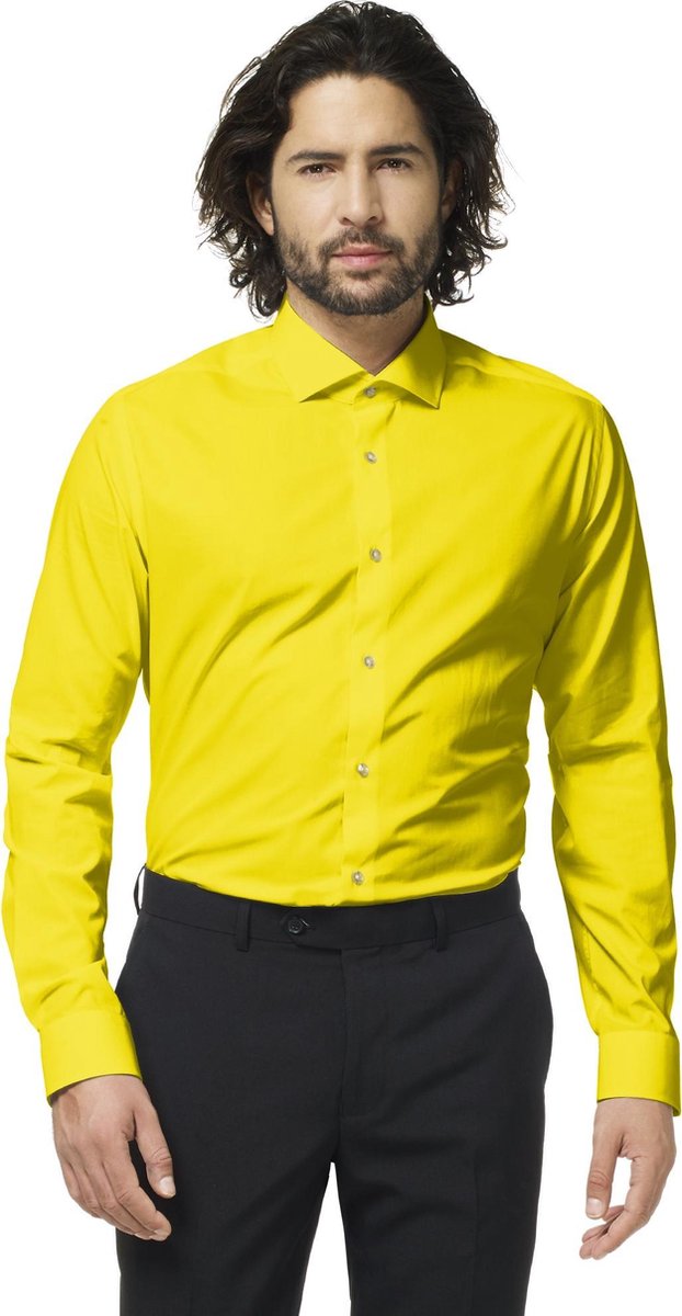 OppoSuits Yellow Fellow - Mannen Overhemd - Geel - Feest - Maat 39/40