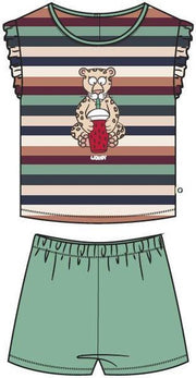 Woody – Pyjama meisjes – jungle gestreept - panter - 201-3-PSG-S/977 - maat 62