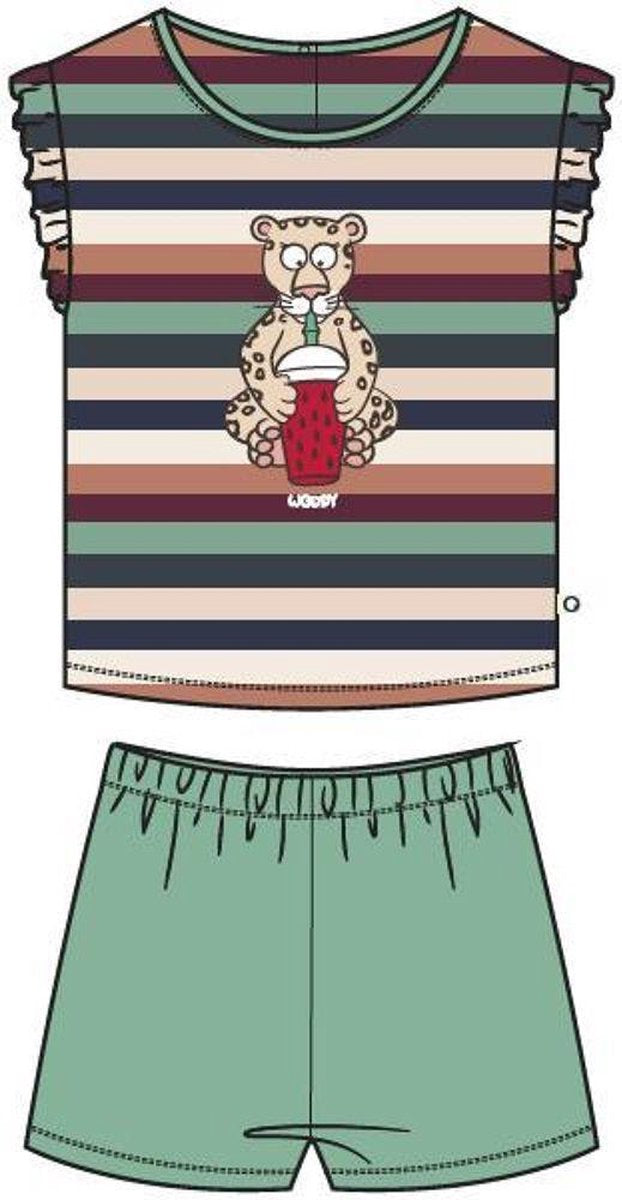 Woody – Pyjama meisjes – jungle gestreept - panter - 201-3-PSG-S/977 - maat 62