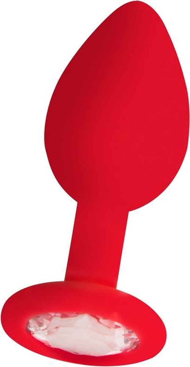 Ouch! Siliconen Buttplug met Diamant - Rood