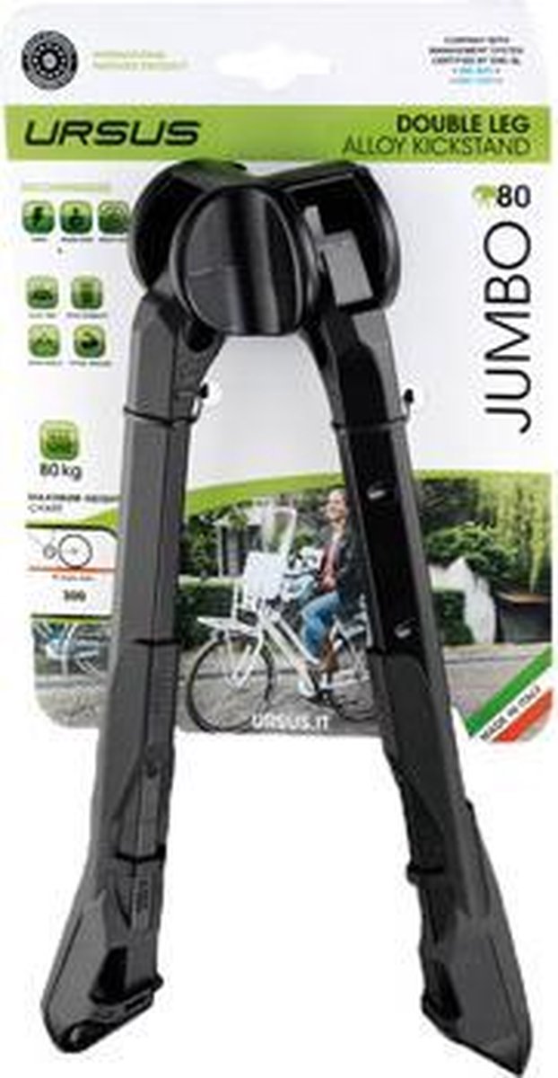 Ursus Jumbo 80 - Fietsstandaard - 26 inch -  Alu - 80 kg - Tweepoot - Zwart