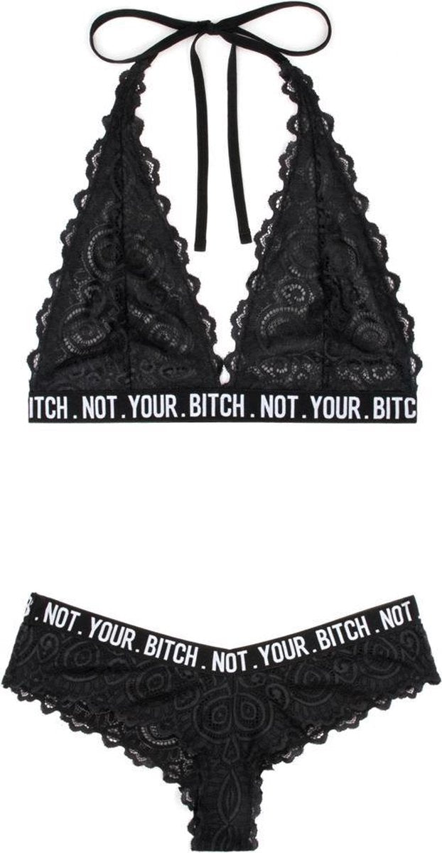Kanten BH-Set 'Not your bitch' S/M
