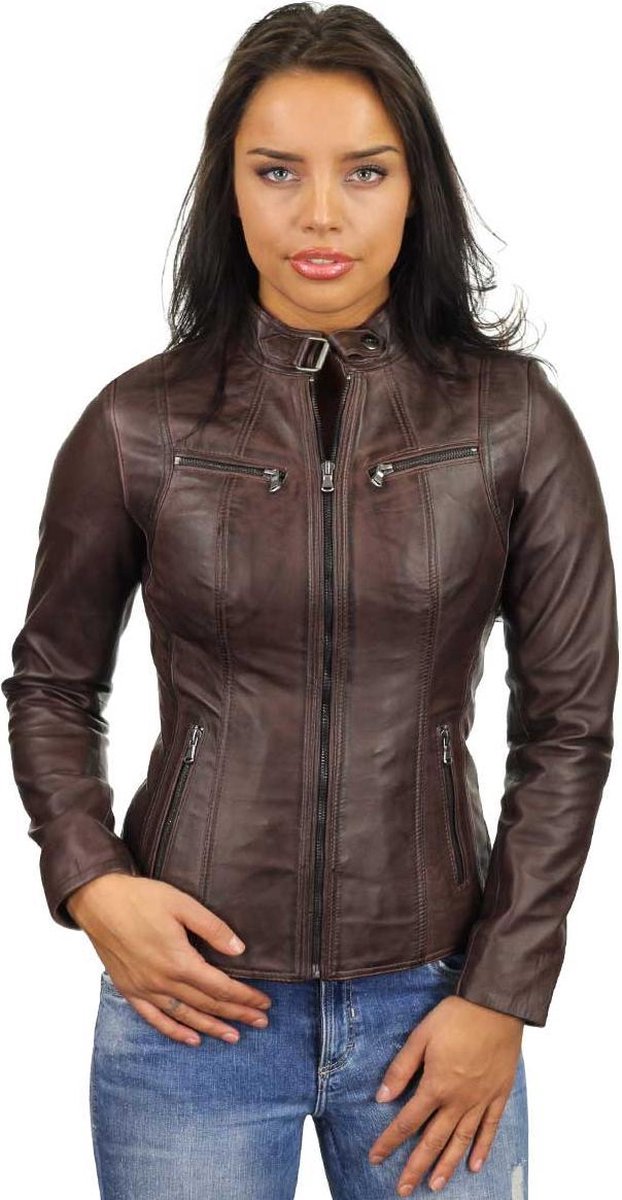 Versano Tulsa Leren Dames Bikerjack Dames Jas XL - Bruin