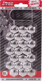 J-tec Wielmoerkapjes 17 Mm Synthetisch Zilver 20+1 Stuks