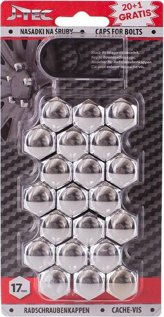 J-tec Wielmoerkapjes 17 Mm Synthetisch Zilver 20+1 Stuks