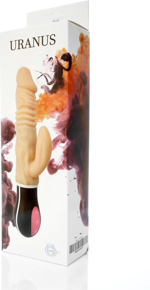 Bossoftoys - Uranus - UNIEK Up & Down vibrator - Roterende vibrator - Ultra realistische buigbare vibrator - 12 Functies - Oplaadbaar - Cyber leather - Extra speciaal flexibel materiaal - beige - 27 cm - 44-00013