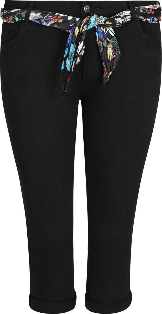 Cassis - Katoenen kuitbroek met foulardriempje - Zwart