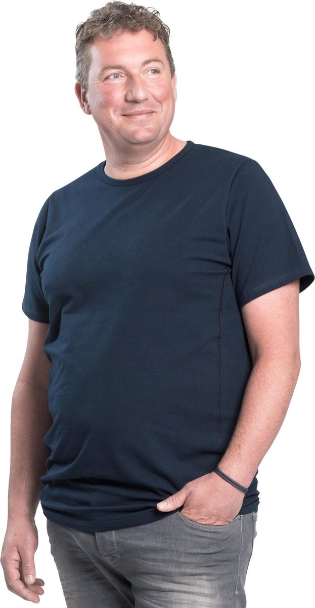 6XL 2pack T-shirt heren ronde hals blauw | Grote maten ronde-hals T-shirt | Buikmaat 154 - 161 cm buikomvang | XXXXXXL