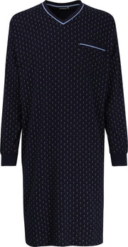 Gotzburg heren nachthemd - blauw met lichtblauw en wit dessin -  Maat: 4XL