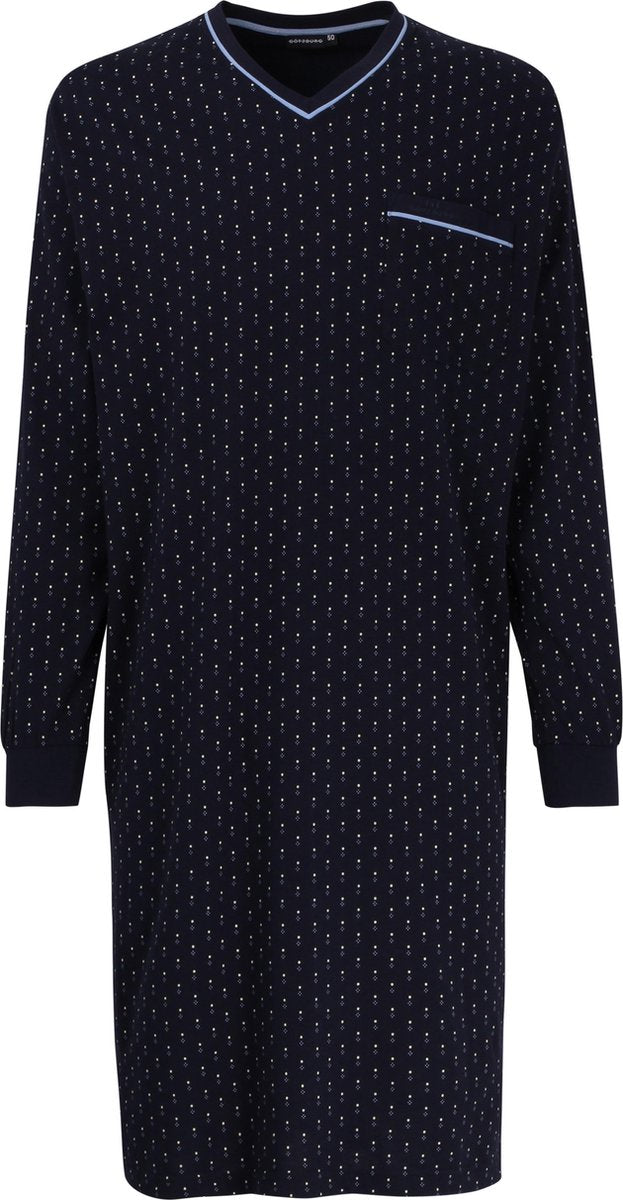 Gotzburg heren nachthemd - blauw met lichtblauw en wit dessin -  Maat: 4XL