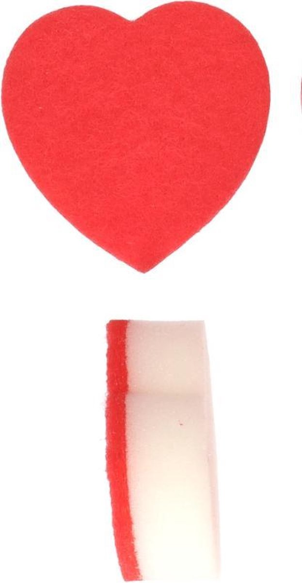 schuurspons 2 stuks hart rood wit - achterkant wit voorkant schuur rood  zie foto / schoonmaakspons