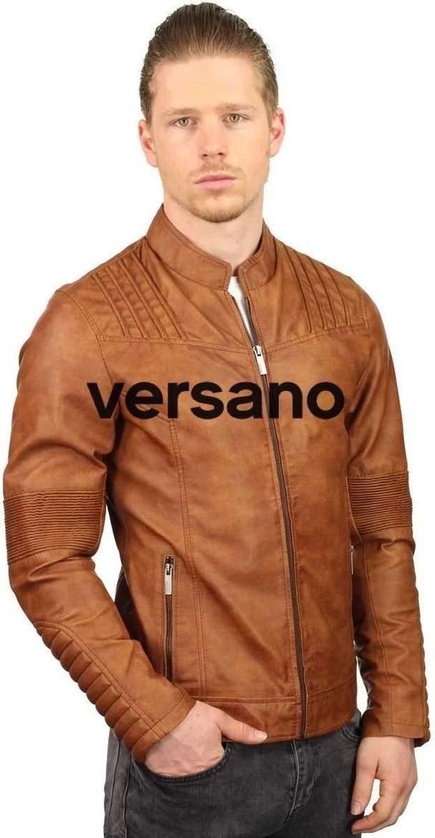Versano Waco Leren Heren Bikerjack Heren Jack L - Cognac