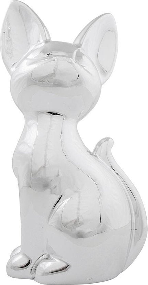 Zilverkleurige Spaarpot Kat (21 cm)