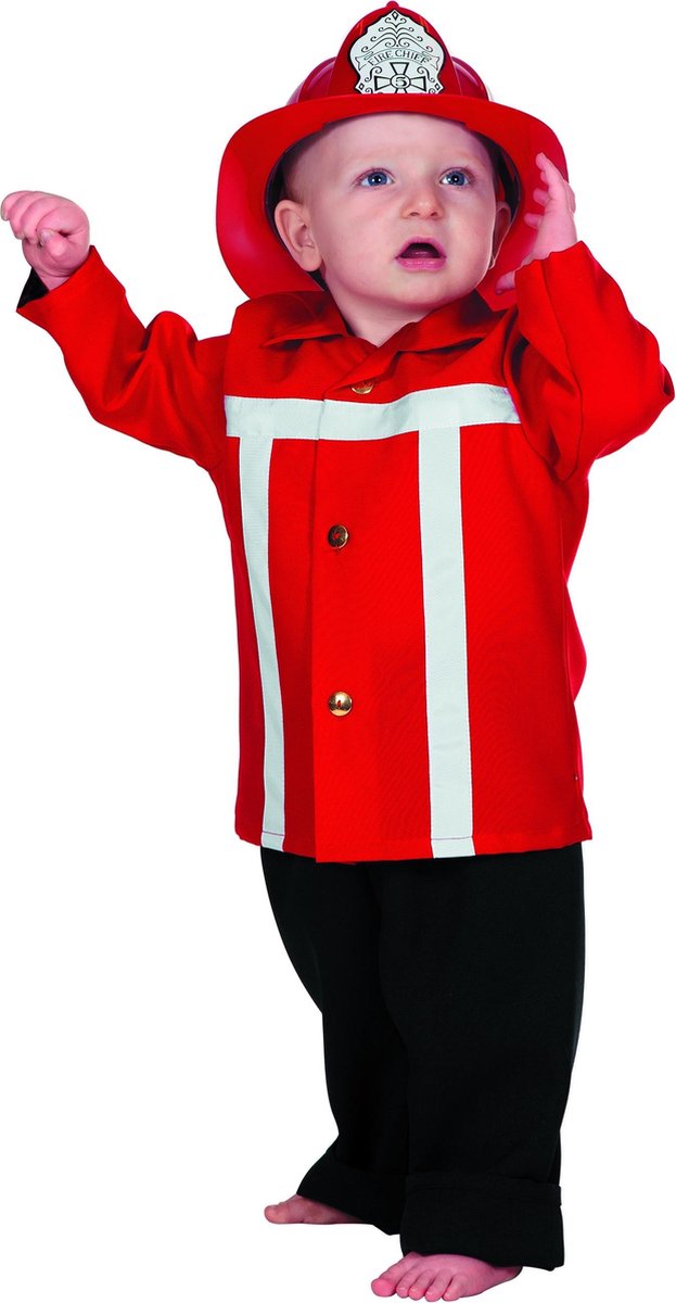 Brandweer Kostuum | Brandweerman Sim Brandweer Rood (Baby) Kind Kostuum | Maat 86 | Carnaval kostuum | Verkleedkleding