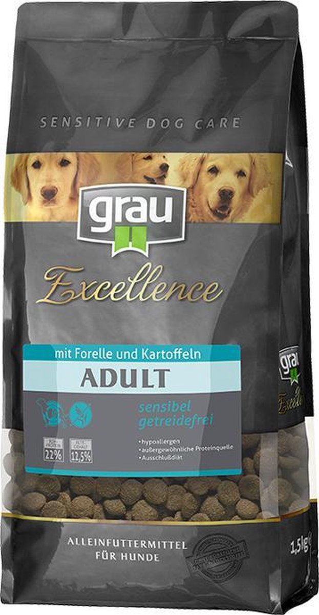 Grau  excellence krokante  hondenbrok Forrel en aardappelen 1