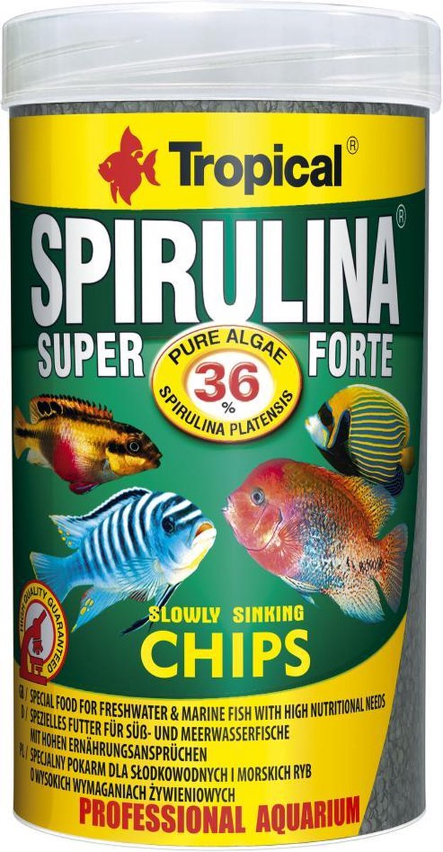 TROPICAL visvoer spirulina super forte 36% chips 520G/1000ML
