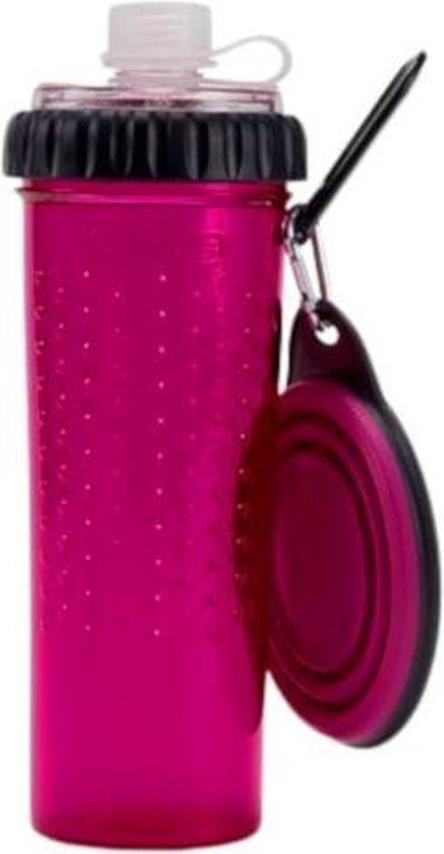 Popware Reisfles Drinken En Voer Snack-duo 600 Ml Fuchsia
