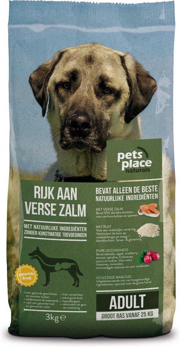 Pets Place Naturals Adult Large Breed - Hondenvoer - Zalm - 3 kg