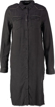 Replay soepele zwarte lyocell denim blouse jurk langere achterzijde en zijsplitten - valt kleiner - Maat M