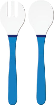 Zak Designs Riviera Saladebestek - Set van 2 Stuks - 32 cm - Wit/Blauw
