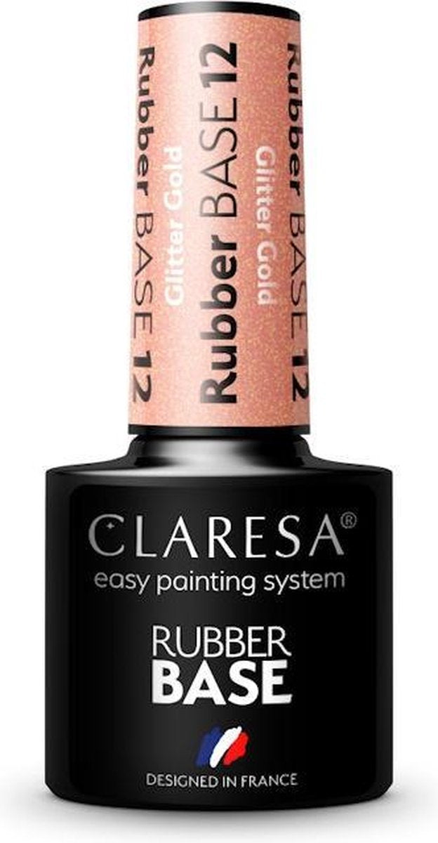Claresa Rubber Base Glitter Gold #12 – 5ml.