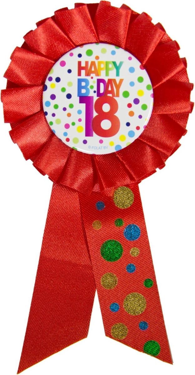 Rozet 18 Jaar Happy Birthday Stippen