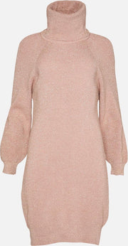 Trui jurk met rolkraag - Nude