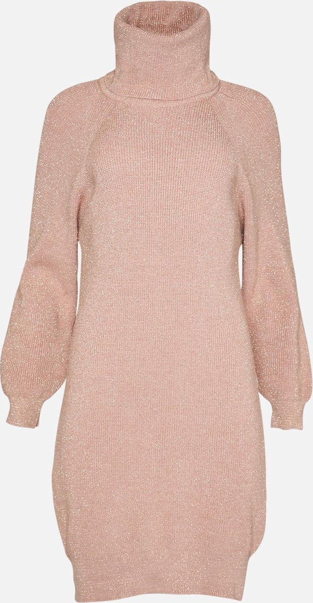 Trui jurk met rolkraag - Nude