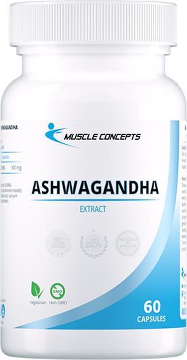 Ashwagandha | Muscle Concepts - KSM66 (Biologisch) - Adaptogene werking - 60 capsules