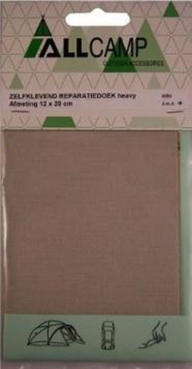 Allcamp zelfklevend reparatiedoek heavy - grijs - 12 x 20 cm
