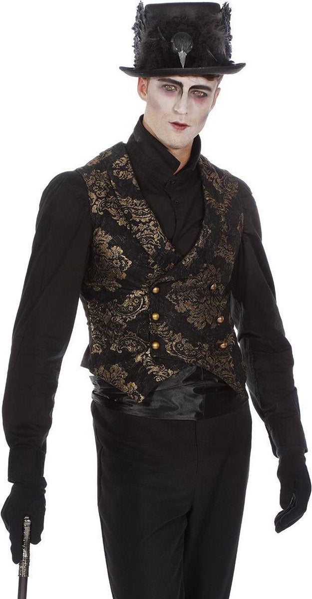 Gothic heren vest zwart/goud