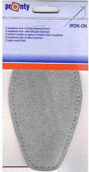 Pronty - 2 opstrijkbare souplesse suede look elleboogstukken licht grijs - pads voor elleboog opstrijkbaar en machinewasbaar