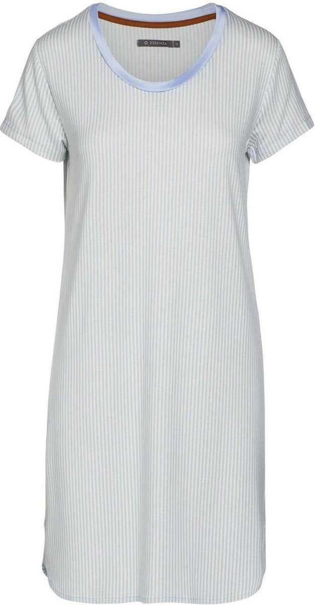 ESSENZA Loreen Striped Nachthemd Korte Mouw IJsblauw - M